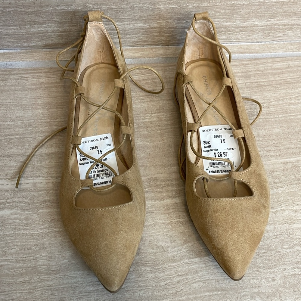 CHINESE LAUNDRY NWT Women's Size 7.5 "Endless Summer Ghillie Ballet Flat Lace-Up - Picture 5 of 10